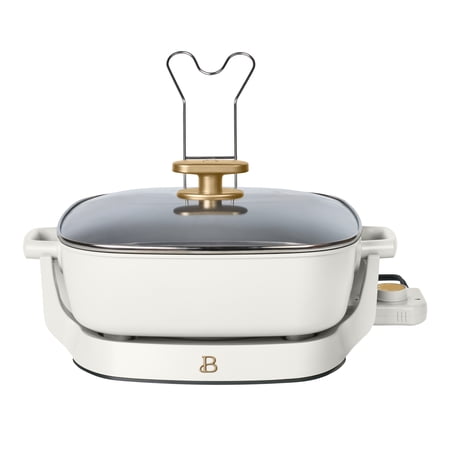 Beautiful 5-in-1, 12" x 12" Detachable Electric Skillet with EverGood™ Ceramic Nonstick Coating, White Icing by Drew Barrymore