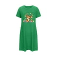 thumbnail image 5 of Sakmal Christmas Womens Nightgown Cloud-Like Loose Breathable Green Sleepwear Short Crew Neck Reindeer Print Short Sleeve Nightgowns S-2XL, 5 of 5