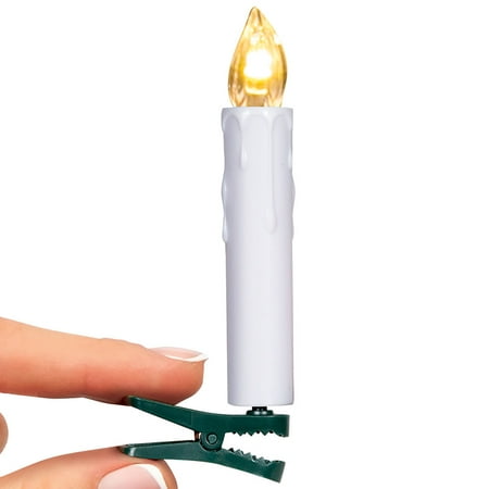 - Set/10 LED Christmas Holiday Tree Candles - Natural Look Clips To Branches