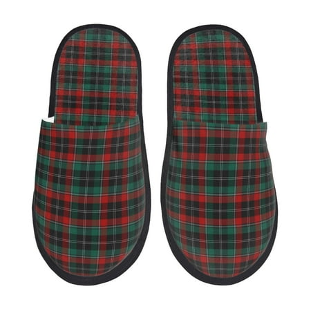 

Fuzoiu Tartan Plaid Print Unisex Furry Slippers Plush Indoor Shoes Trendy House Slippers Anti-Skid EVA Sole House Shoes for Home Office and Travel -Large