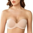 thumbnail image 3 of MELENECA Women’s Heavy Padded Push Up with Lift Multiway Underwire Strapless Bra Beige 30DD, 3 of 6