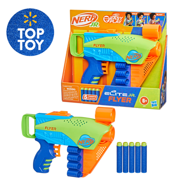 Nerf Elite Junior Flyer Foam Dart Blaster with 5 Darts Kids Toys for Outdoor Summer Games Ages 6 and Up, Only At Walmart