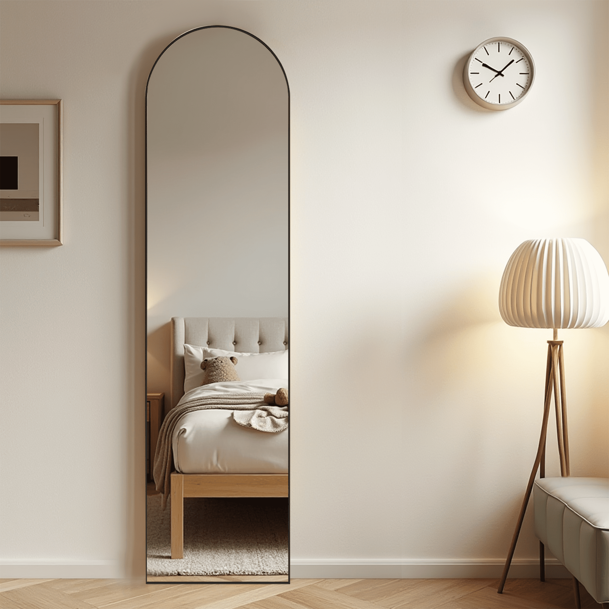 MAYEERTY 64"x21" Arched Full-Length Mirror - Floor Standing Full-Body Mirror, Black