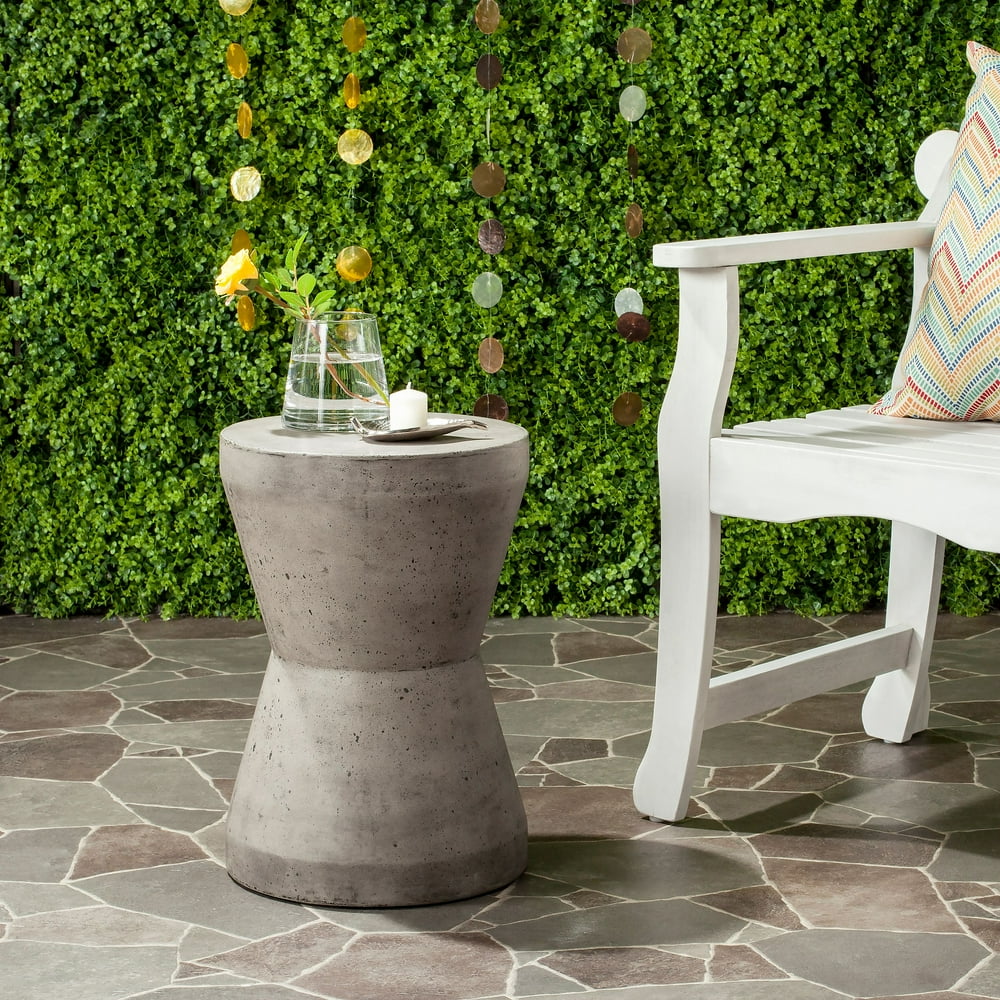 Safavieh Torre Outdoor Modern Concrete Accent Table Dark Grey