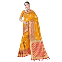Sarees for Women Banarasi Art Silk Woven Sari - Indian Diwali Gift Rakhi Festival Saree with Unstitched Blouse