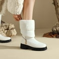 thumbnail image 4 of Rokment Knee High Winter Boots for Women Cold Weather Fashion Waterproof Zipper Puffers Warm Fleece Lined Fleece Lined Platform Wide Calf Long Tall Dress Boots White Size 8.5, 4 of 6