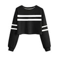 thumbnail image 3 of Oplxuo Cropped Striped Sweatshirt for Women Crewneck Long Sleeve Casual Pullover Loose Streetwear Tops, 3 of 3