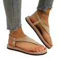 thumbnail image 4 of Domzle Womens Flat Sandals Arch Support Dressy Elastic Slingback Slip On Comfortable Cushioned Summer Walking Work Shoes, Flip Flops Beige 7 Wide, 4 of 6
