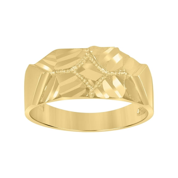 10kt Real Yellow Gold Mens Nugget Fashion Ring