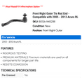 thumbnail image 2 of Front Right Outer Tie Rod End - Compatible with 2005 - 2012 Acura RL 2006 2007 2008 2009 2010 2011, 2 of 2