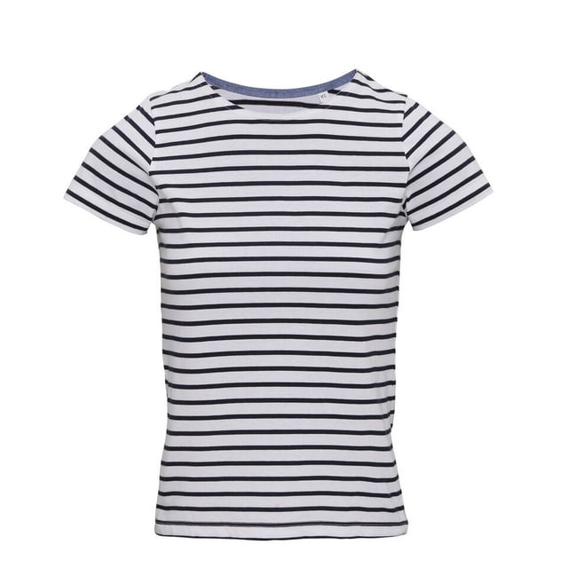 Asquith & Fox - Camiseta de manga corta y estilo marinero para mujer (Blanco/Azul marino)