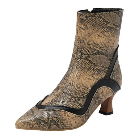 

ZMHEGW Boots for Women Color Matching Autumn Winter With Side Zipper Short Boots Shoes