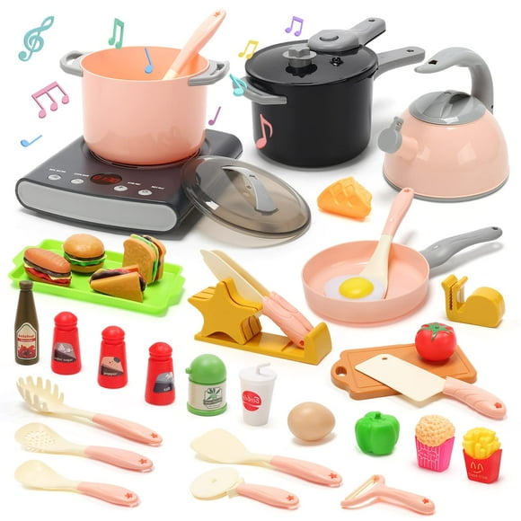 Juego de accesorios de cocina Play CUTE STONE Kids con placa de cocina, 37 piezas