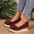 thumbnail image 6 of Gpaecead Women's Bow Platform Wedge Mary Jane Shoes Round Toe Espadrille Style Faux Suede Slip On Cushioned Shoes For Casual Burgundy, 6 of 8