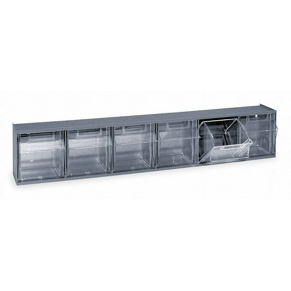 Quantum Tip Out Storage Bin QTB306GY - 6 Compartment Organizer - Gray — Home & Garage Storage, Stackable Design