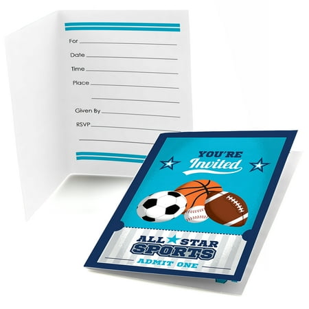 Sports Infant Baby Mobile Shower - Go, Fight, Win - Sports - Fill In Baby Shower or Birthday Party Invitations (8 count)
