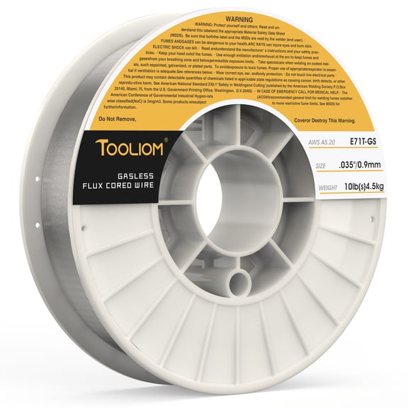 TOOLIOM E71T-GS .035" Diameter 10-Pound Spool Flux Core Self-shielded Carbon Steel Mig Welding Wire