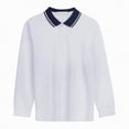thumbnail image 2 of NIEWTR Boys Athletic Pullover Polo Shirt Long Sleeve Lightweight Fabric for Hiking Running and Jogging Activities（A-Dark Blue,6-7 Years), 2 of 5