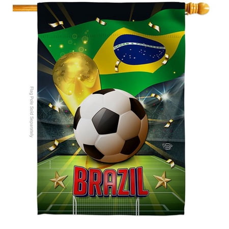 28 x 40 in. World Cup Brazil Sports Soccer Double-Sided Vertical Decoration Banner House & Garden Flag - Yard Gift