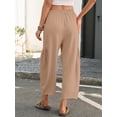 thumbnail image 7 of Chiclily Women's High Waisted Palazzo Pants Casual Loose Light Khaki Wide Leg Trousers with Pockets Drawstring Flowy Pants, Size L, 7 of 7