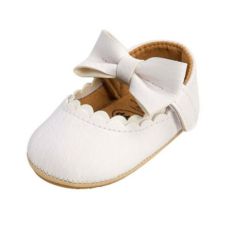 

Little Kid Girl Dress Ballet Flat Mary Jane Ballerina Shoes Newborn Baby Bowknot Princess Soft Baby Children s Non-slip Toddler Shoes White 0-3 Months