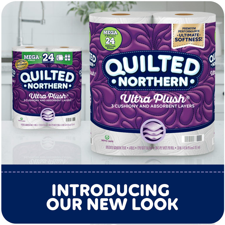 Quilted Northern Ultra Plush Toilet Paper, 32 Mega Rolls = 128 Regular  Rolls, 3-Ply Bath Tissue (Packaging May Vary), 8 Count (Pack of 4)