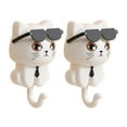 thumbnail image 2 of Clearance Hooks under $5,Cat Key Holder Creative Cat Shape Hooks 2 Pack Adhesive Coat Hooks Cute Cat Hooks With Sunglasses Decorative Cat Hooks For Keys Towel Hat Coat, 2 of 7