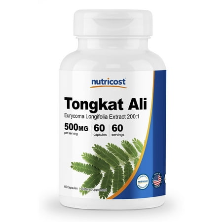 - Nutricost Tongkat Ali 500mg, 60 Capsules 200:1 Extract - Veggie Caps, Non-GMO, Gluten Free - Energy...