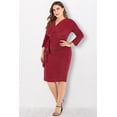 thumbnail image 7 of Women's Plus Size Cocktail Dress V-Neck Ruffle Slit Hem Wrap Dress, 7 of 7