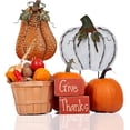 thumbnail image 4 of Fall Decoration Pumpkin Garden Stakes Set of 3 Metal Yard Signs, Decorative Pumpkins for Autumn Halloween Harvest Thanksgiving, Outdoor Lawn Patio Porch Sign Farmhouse Decor (17.5"B+20"+26"B), 4 of 6