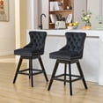 thumbnail image 3 of Set of 2 360 Swivel Swivel Velvet Counter Heght Barstools with Button Tufted Decoration and Wooden Legs, and Chrome Nailhead Trim, Leisure Style Bar Chairs,Bar stools, 3 of 12