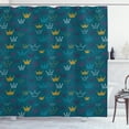 thumbnail image 1 of Princess Shower Curtain, Hand Drawn Style Crowns Tiaras Fun Girlish Pattern for Babies Children, Fabric Bathroom Set with Hooks, 69W X 84L Inches Extra Long, Teal Yellow and Purple, by Ambesonne, 1 of 3
