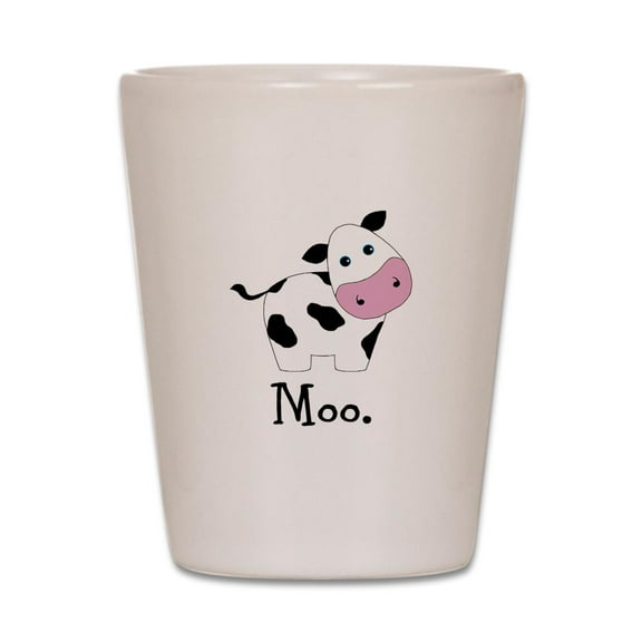 CafePress - Moo Cow - White Shot Glass, Unique and Funny Shot Glass