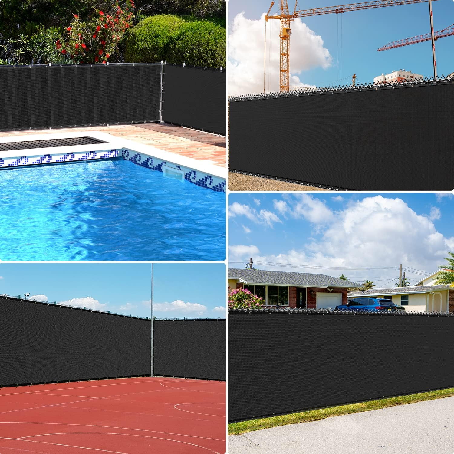 4X50ft Privacy Fence Screen, 90% Privacy Shade Cover, Garden Fence Mesh with Straps & Brass Grommets-Black