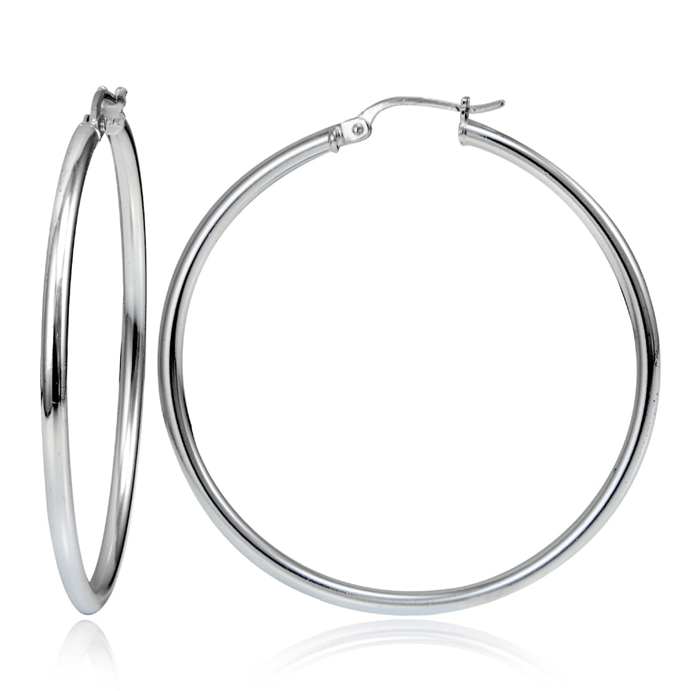 Silver hoop earrings 50mm Silver hoop earrings 50mm lean dean