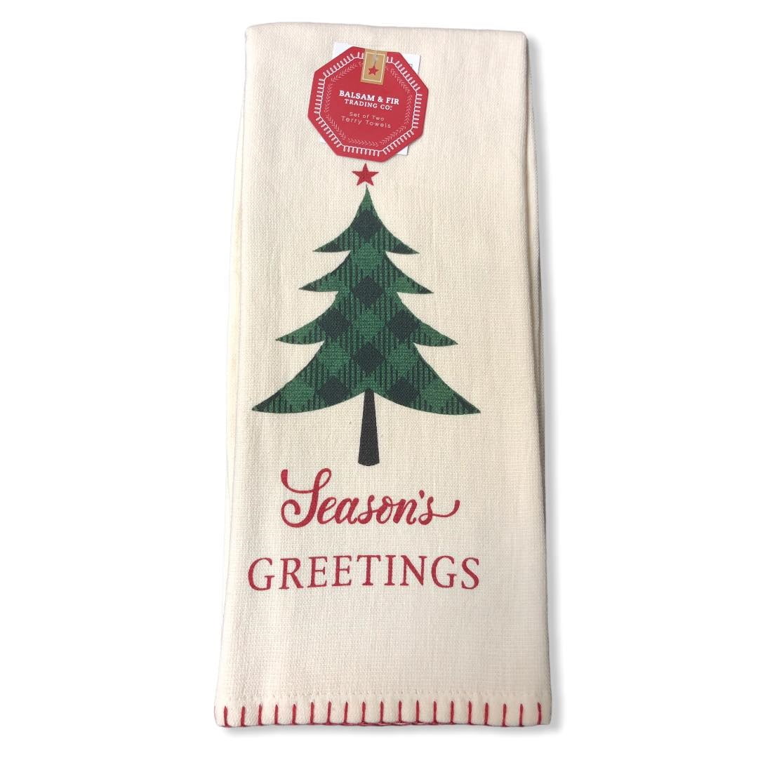 Balsam & Fir Trading Co Embroidered Decorated Christmas Tree Hand Towel Set 