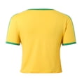 thumbnail image 5 of Trendfront Womens Brasil Flag Graphic Ringer Crop Top Crewneck Y2K Baby Tee Slim Fit Short Sleeve Going Out Casual Streetwear Shirt, 5 of 7