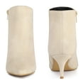 thumbnail image 3 of Unique Bargains Women's Pointed Toe Side Zip Stiletto Heeled Ankle Boots Beige 7.5, 3 of 6