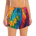 thumbnail image 4 of Lsque Vibrant Parrot Splash Art Printed Women's Running Shorts with Liner Pockets,Elastic Quick Dry Workout Athletic Gym Yoga Shorts,Womens High Waist Shorts-Large, 4 of 9