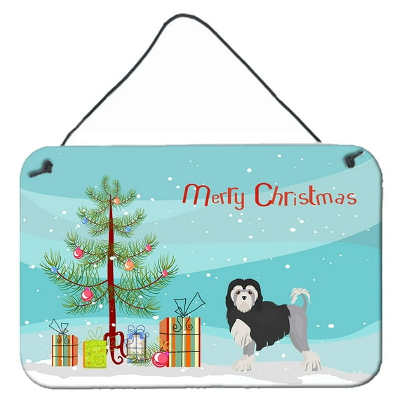 Carolines Treasures CK3470DS812 L?wchen or Little Lion Dog Christmas Tree Wall or Door Hanging Prints 8x12 multicolor