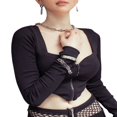 thumbnail image 3 of PENGXIANG Women Long Sleeve Zipper Tops Stylish Solid Color Crop Top, 3 of 6