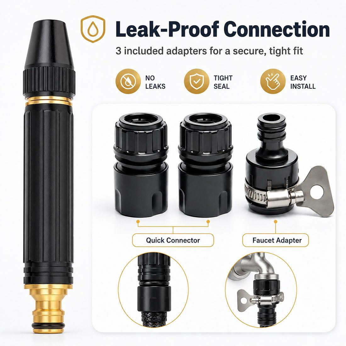 High Pressure Hose Nozzle – Garden Hose Sprayer with Adjustable Patterns, Home Car Wash Water Gun for Plant Watering, Patio Cleaning & Pet Bathing