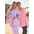 thumbnail image 3 of Roaman's Women's Plus Size Ultimate Lattice Neck Short Sleeve Tunic, 3 of 6