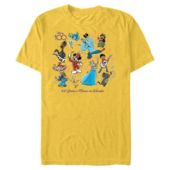 Disney 100 Years of Music and Wonder Full Color D100 - Short Sleeve Blended T-Shirt for Adults - Customized-Yellow