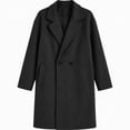 thumbnail image 4 of Afelkas Women's Oversized Wool Blend Peacoat Double Breasted Notch Lapel Mid Length Warm Winter Coat with Pockets, 4 of 6