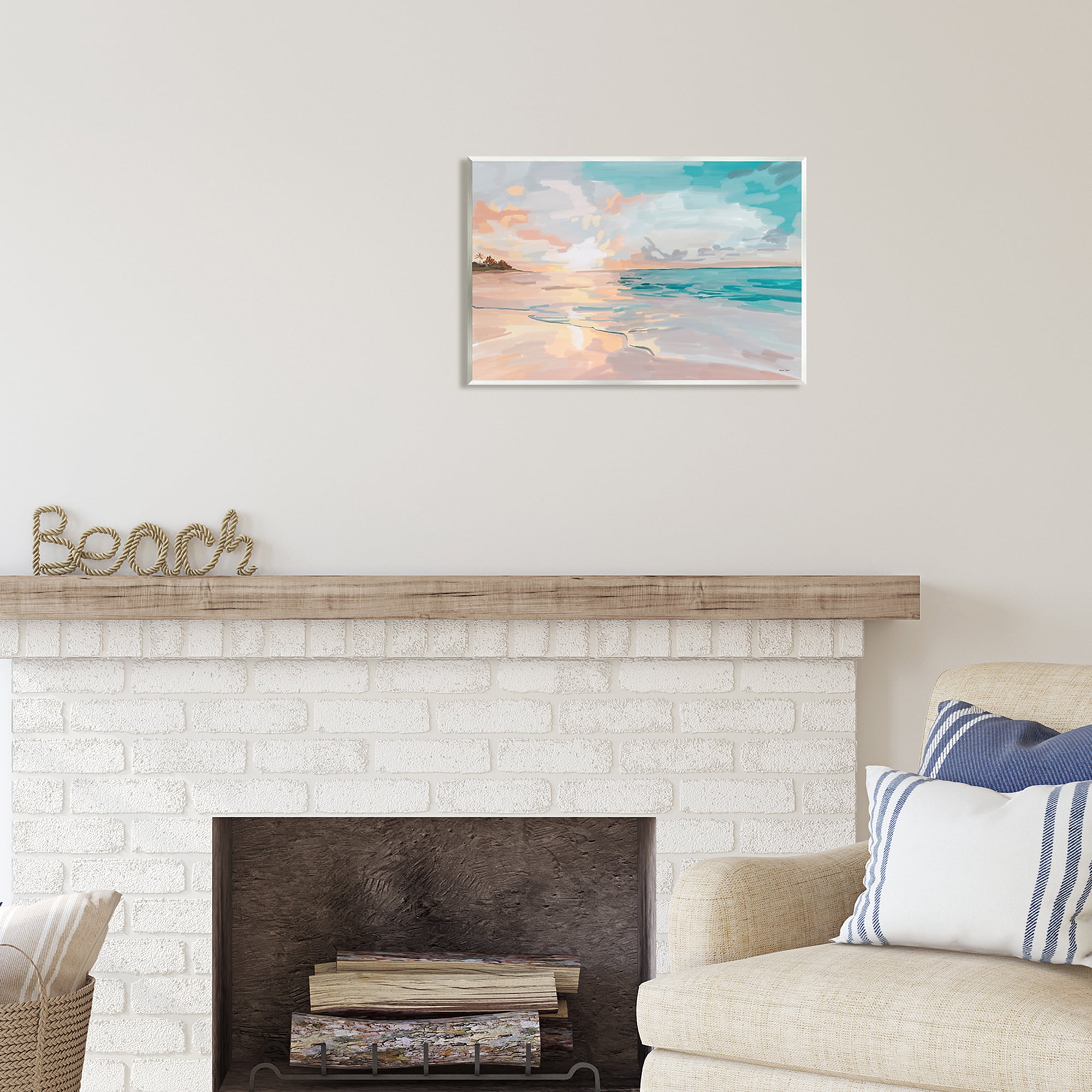 Stupell Industries Abstract Beach Sunset Nature Painting Unframed Art Print Wall Art, 19 x 13