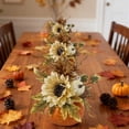 thumbnail image 4 of Large Harvest Pumpkin Figurine for Halloween Festival, Resin Tabletop Ornament with Maple Leaf and Sunflower Details, Warm Fall Decor for Living Room Desk, Entryway and Farmhouse Home Layout, 4 of 6