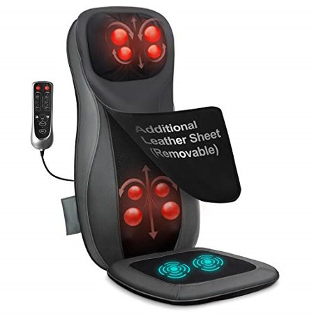 Naipo Back And Neck Massager Shiatsu Massage Chair Seat Cushion With Heat Rolling Kneading Vibration For Pin Point Full Body Pain Relieve Office