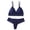 Dark Blue, variant on JSGEK Women Floral Lace Bra and Thong Set Plunge Neckline Adjustable Straps Intimate Lingerie for Bedroom Wear White S