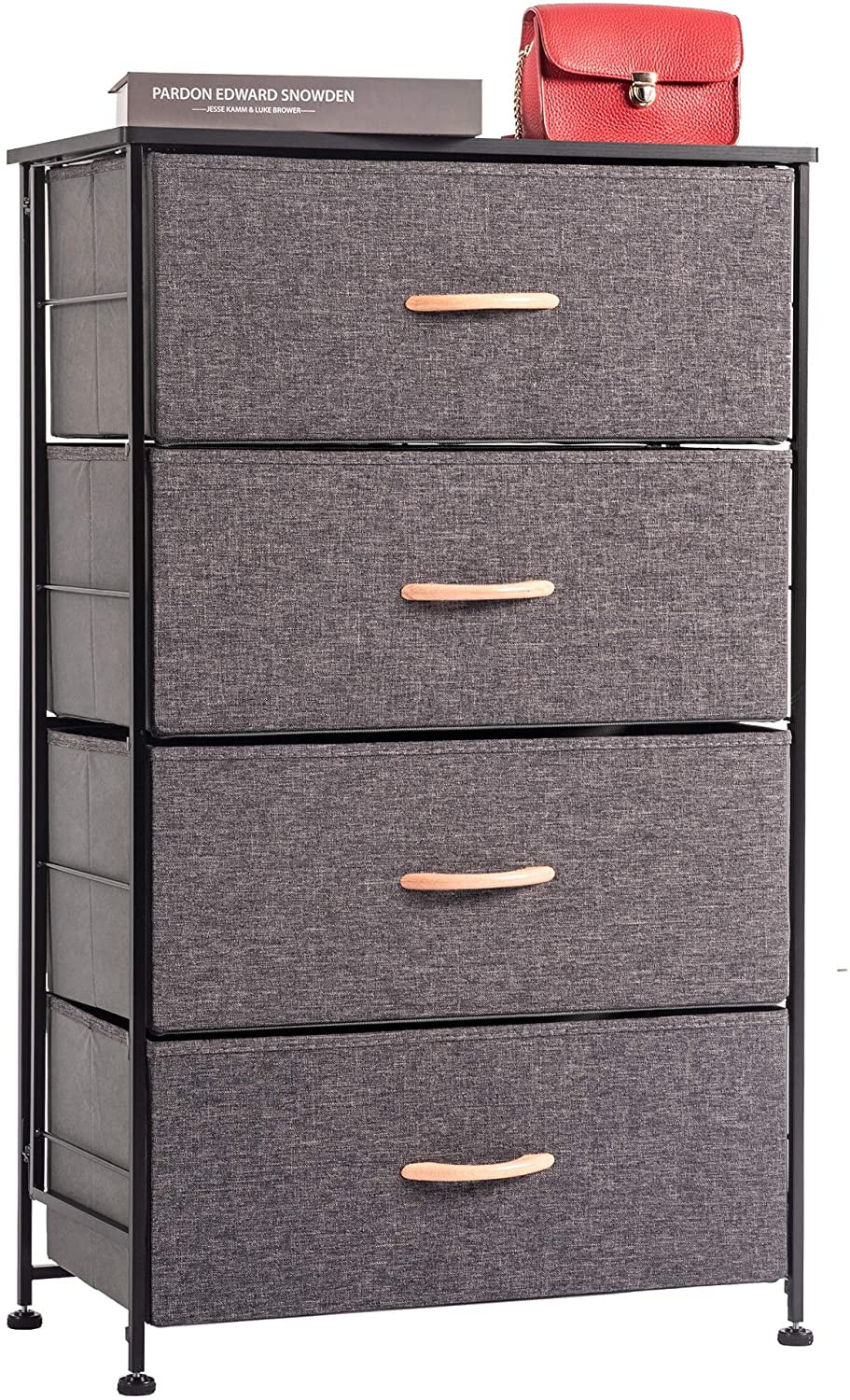 WAYTRIM Fabric 4 Drawers Storage Organizer Unit Easy Assembly, Vertical